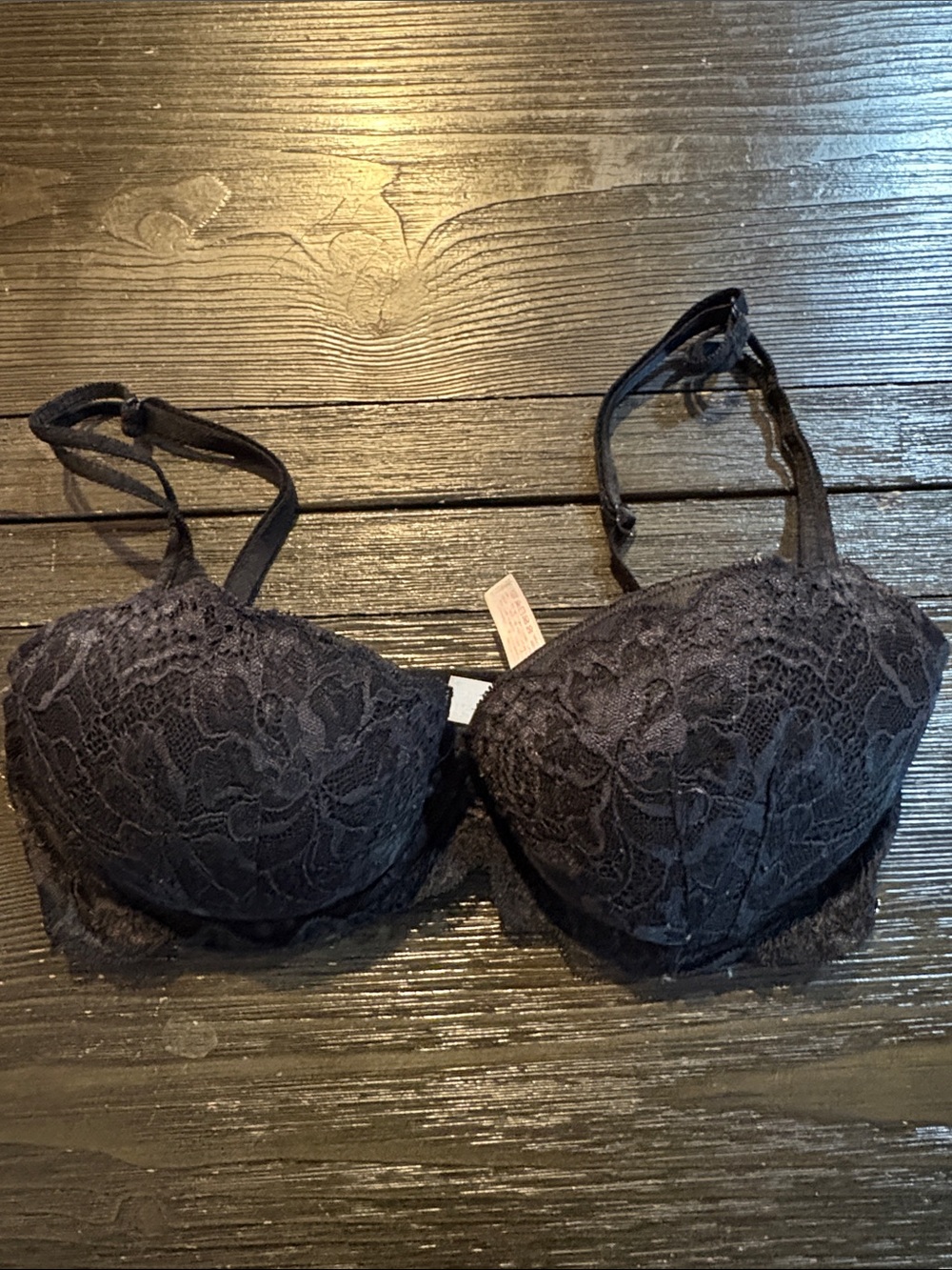 PINK Victoria's Secret Black Lace Push-Up Bra